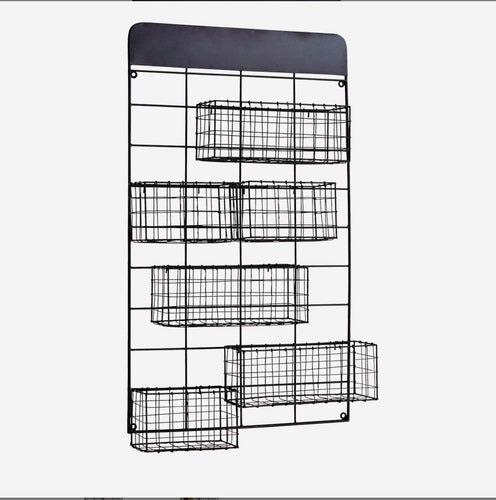 wall frame baskets portaoggetti parete filo metallo nero black